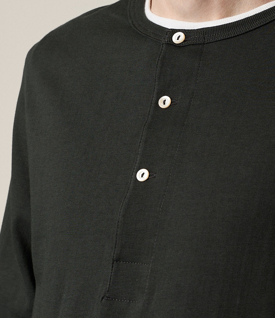 merz b schwanen 206 mens loopwheeled henley 245g classic fit forest