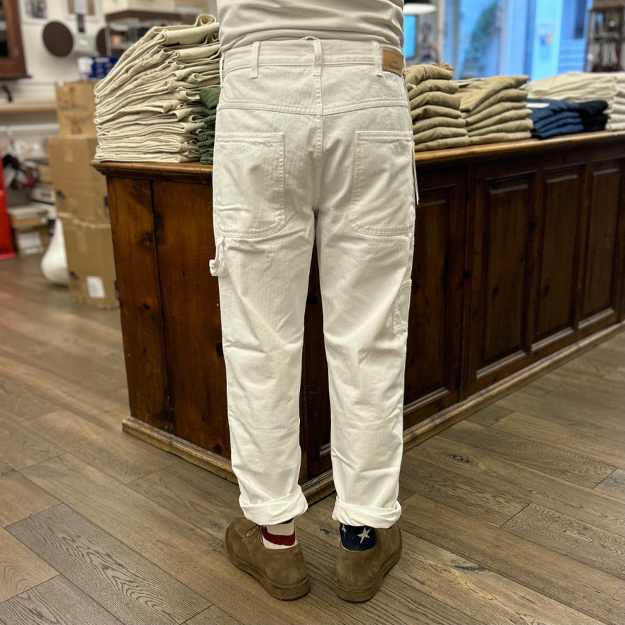 tela genova ercole carpenter pant white