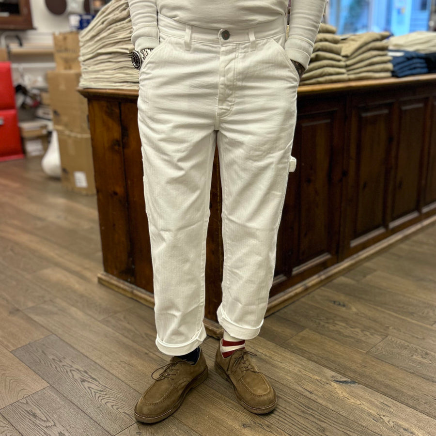 tela genova ercole carpenter pant white