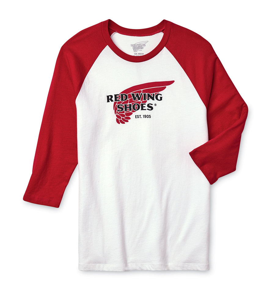 red wing heritage 3/4 raglan baseball t-shirt white red