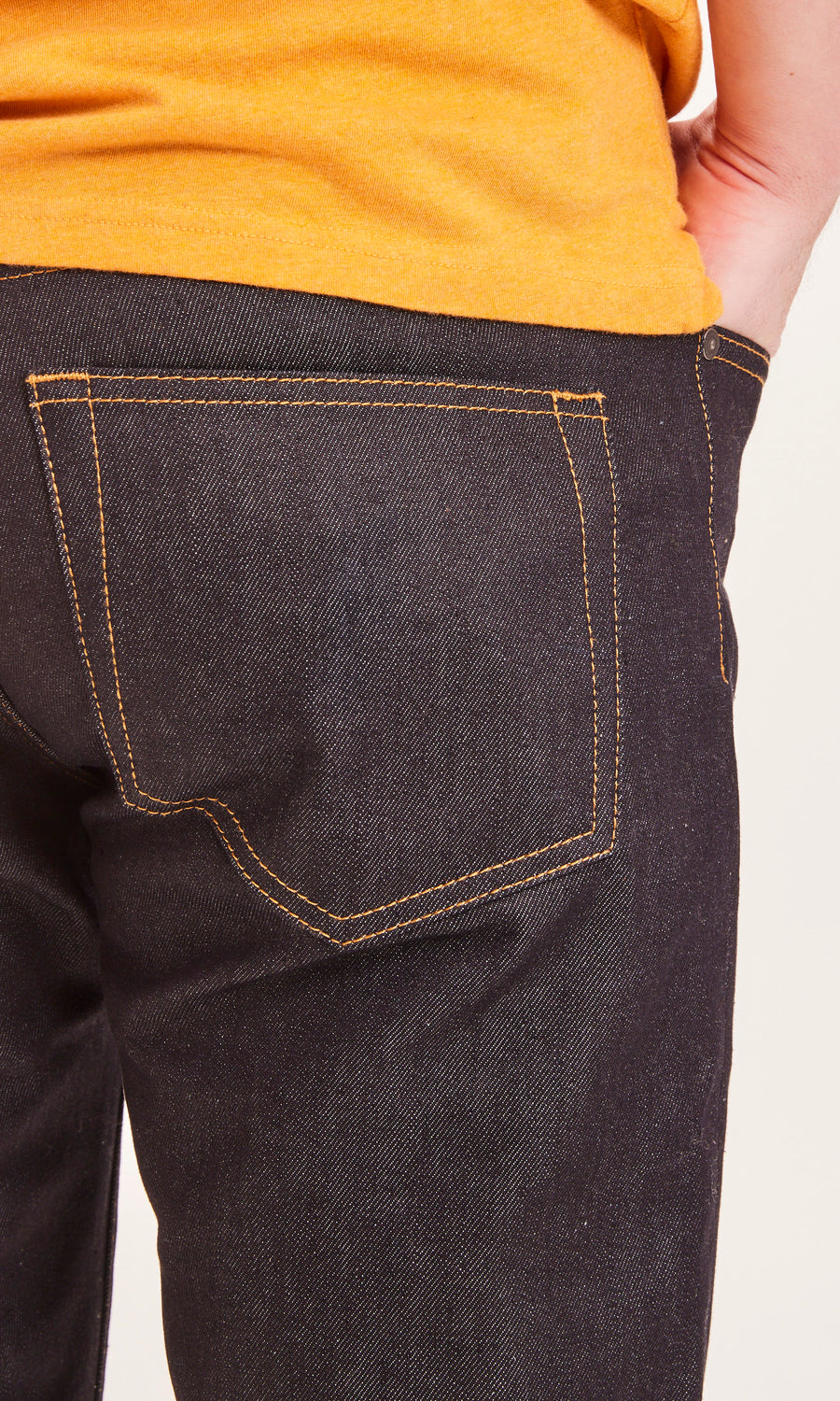 knowledge cotton ash tapered slim jeans raw blue denim