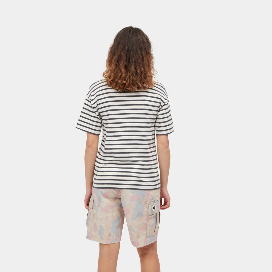 carhartt wip women robie stripe short sleeve t-shirt wax stormcloud heather