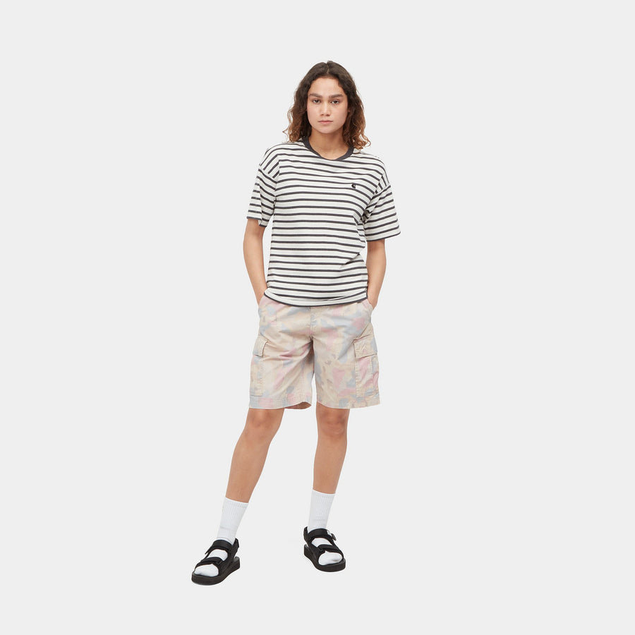 carhartt wip women robie stripe short sleeve t-shirt wax stormcloud heather