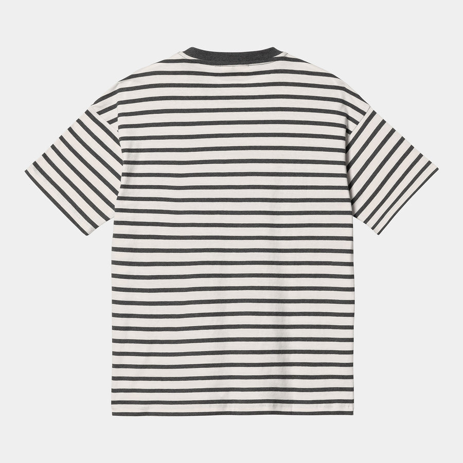 carhartt wip women robie stripe short sleeve t-shirt wax stormcloud heather