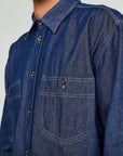 eat dust worker shirt prisoners denim indigo