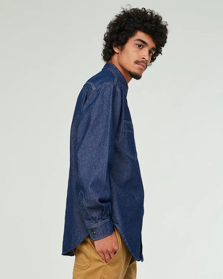 eat dust worker shirt prisoners denim indigo