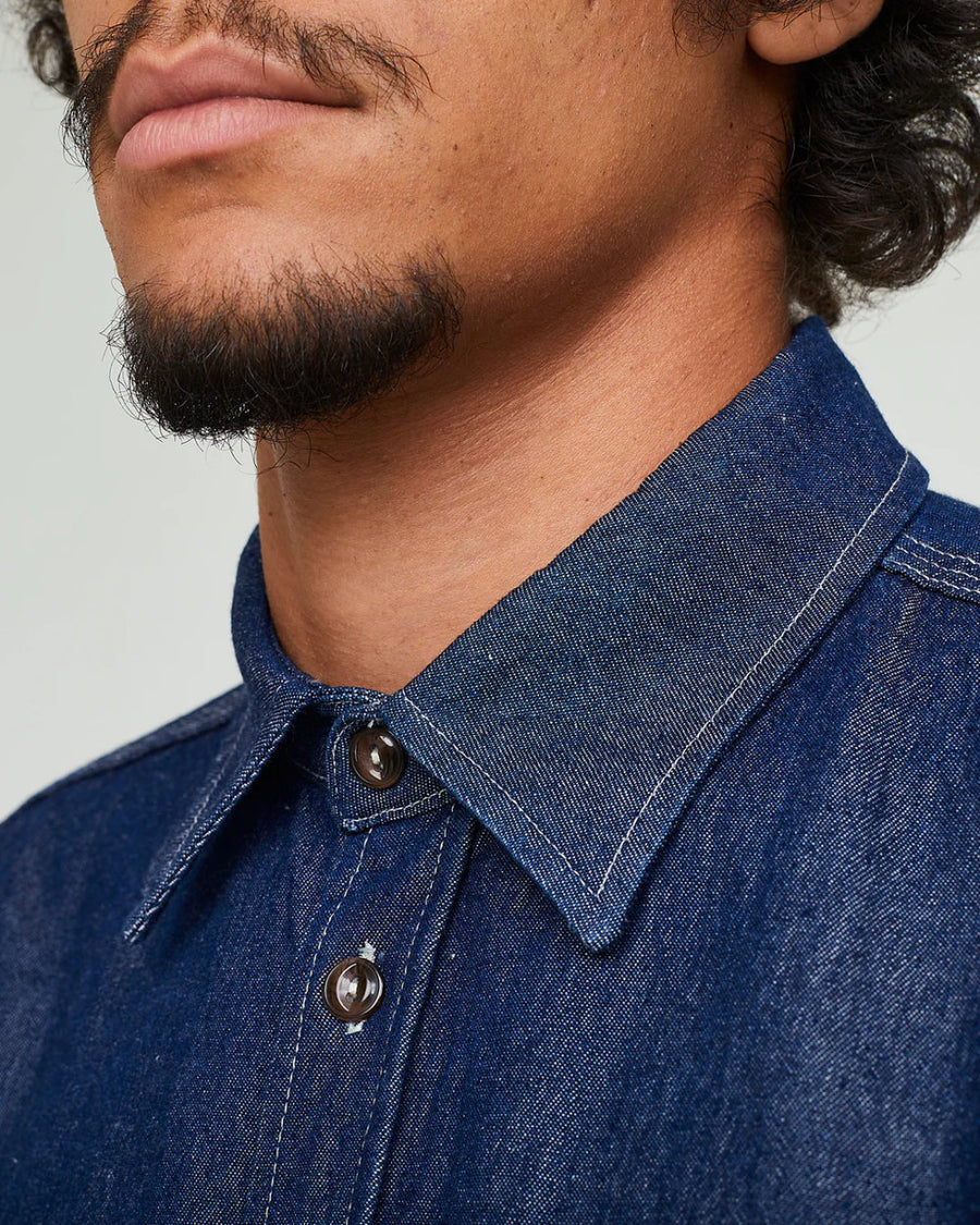 eat dust worker shirt prisoners denim indigo