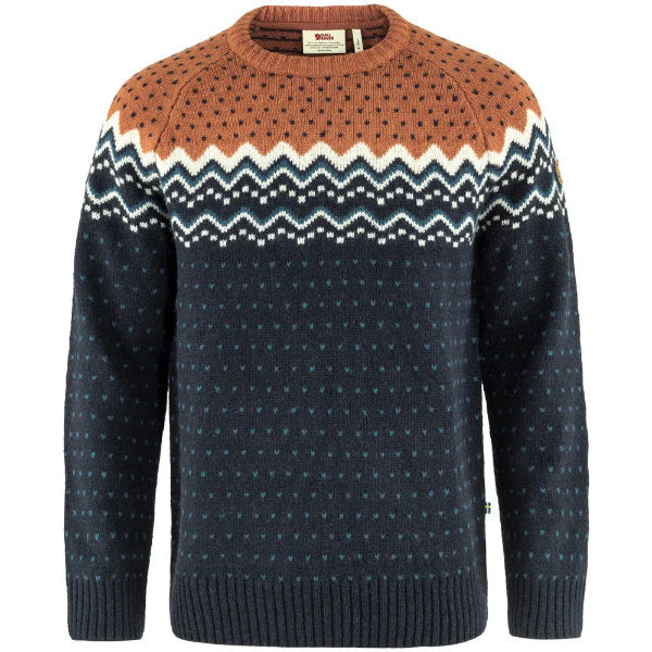 fjallraven oevik knit sweater dark navy terracotta brown (LAST SIZE XLARGE)