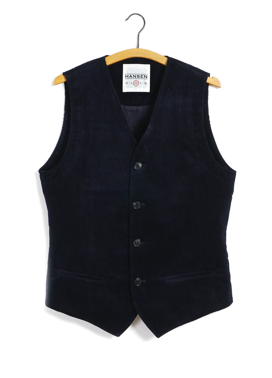 hansen daniel waistcoat fluid navy corduroy (LAST SIZE XLARGE)