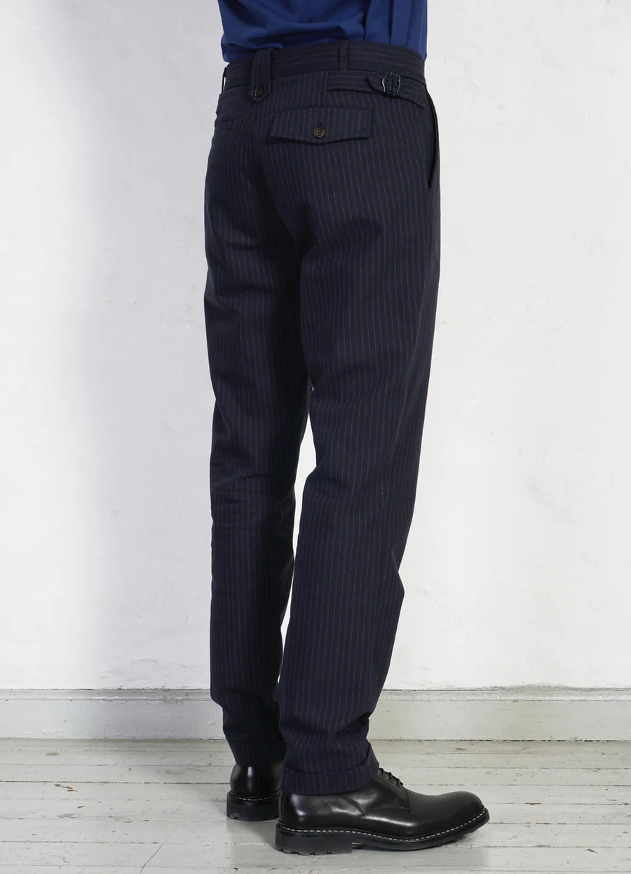 hansen finn side buckle regular trousers blue pin