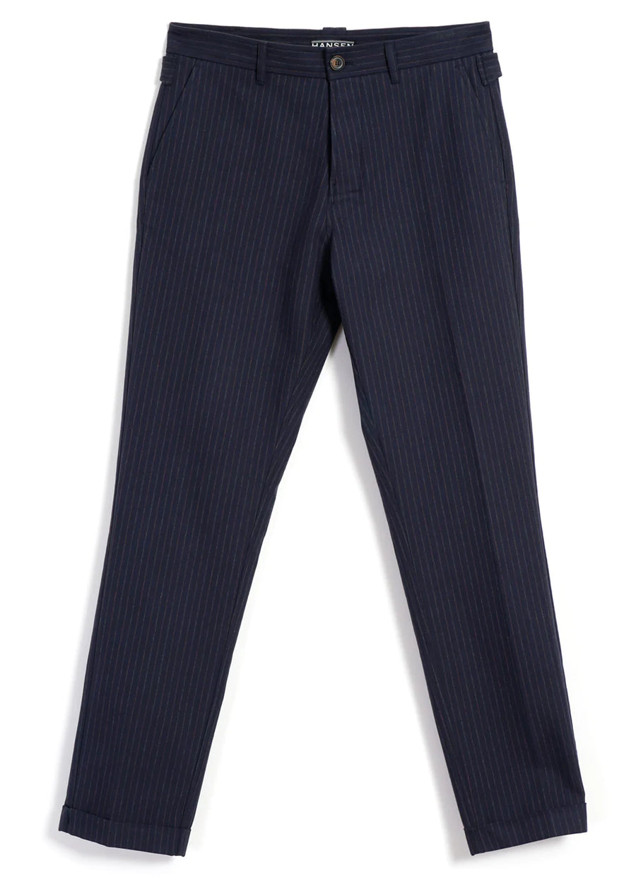 hansen finn side buckle regular trousers blue pin