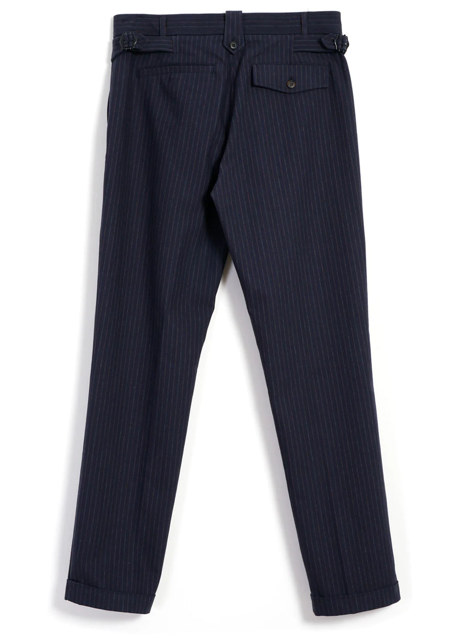 hansen finn side buckle regular trousers blue pin (LAST SIZE LARGE)