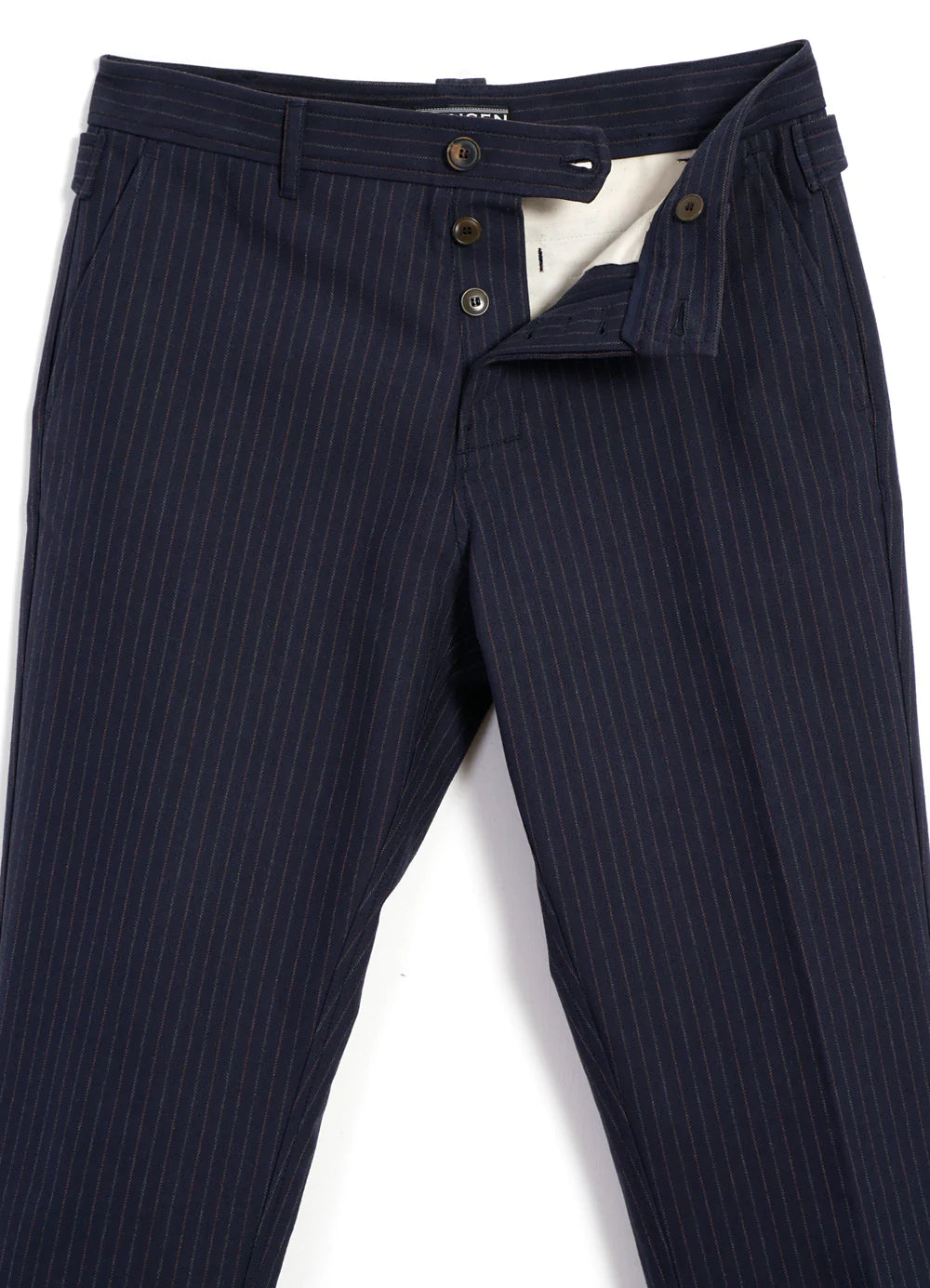 hansen finn side buckle regular trousers blue pin (LAST SIZE LARGE