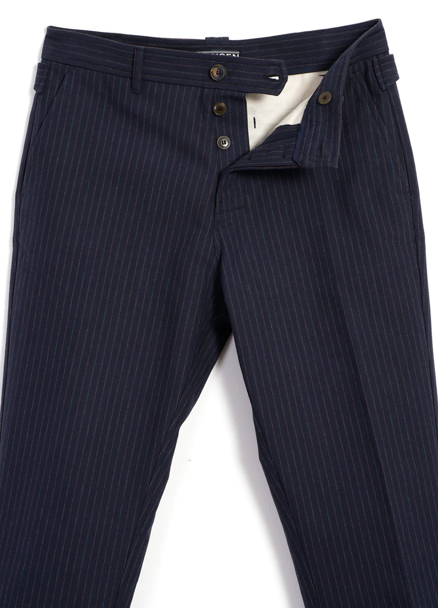 hansen finn side buckle regular trousers blue pin