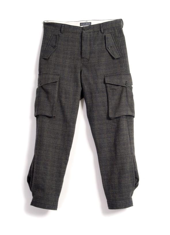hansen kurt cargo pockets tweed trousers trout (LAST SIZE SMALL)