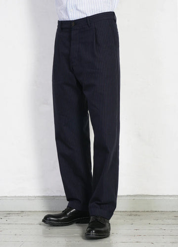 hansen sune pleated wide cut trousers blue pin