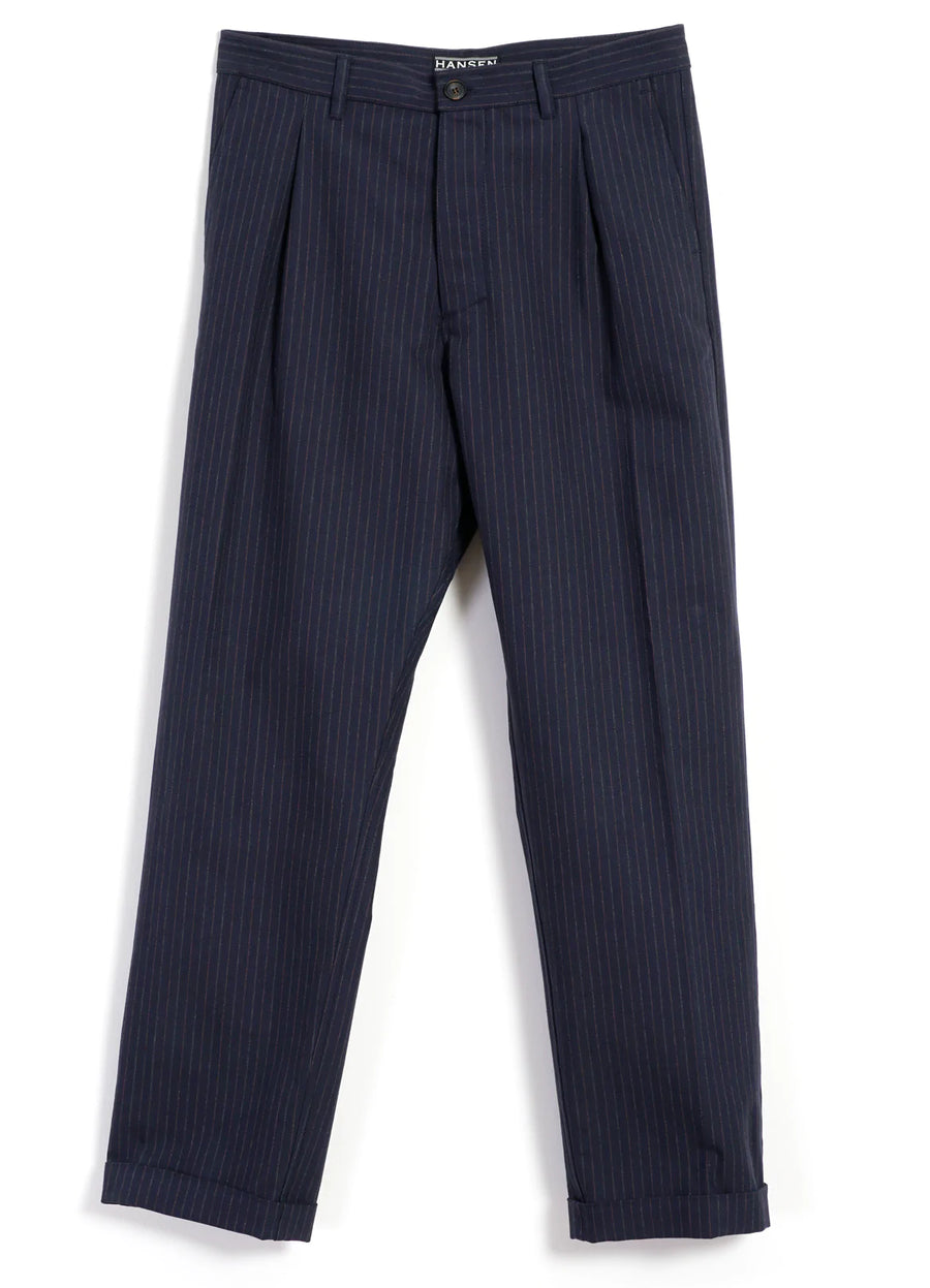 hansen sune pleated wide cut trousers blue pin