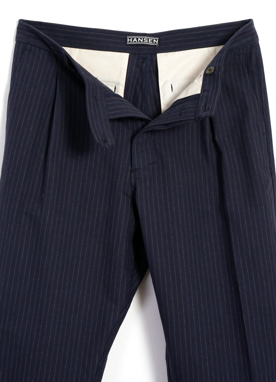 hansen sune pleated wide cut trousers blue pin