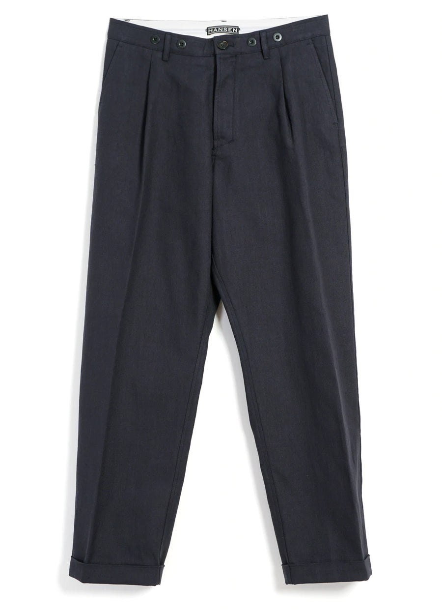 hansen sune pleated wide cut trousers dark blue