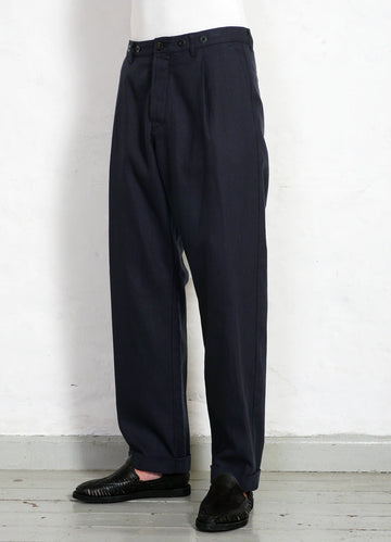 hansen sune pleated wide cut trousers dark blue