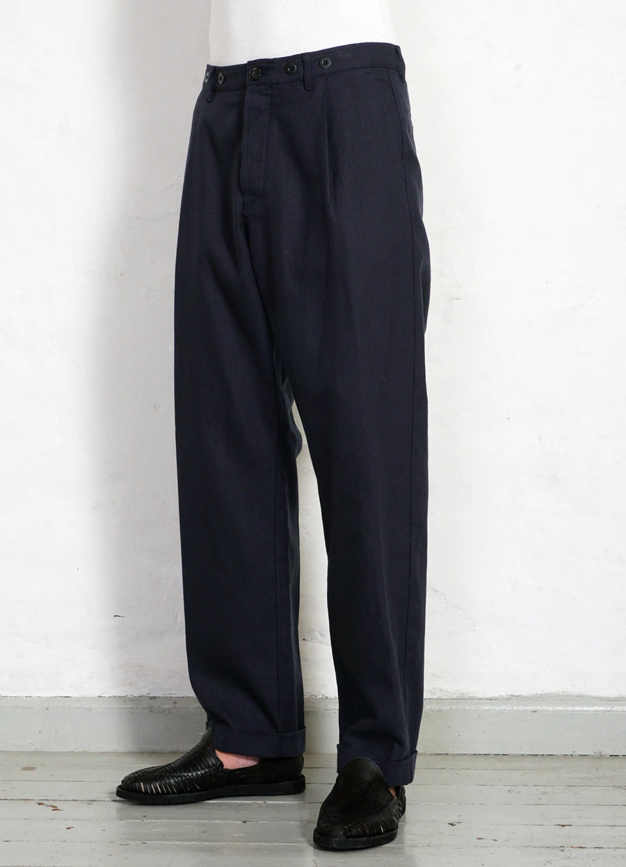 hansen sune pleated wide cut trousers dark blue