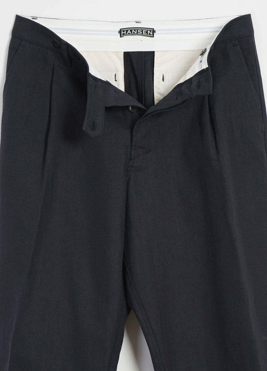 hansen sune pleated wide cut trousers dark blue