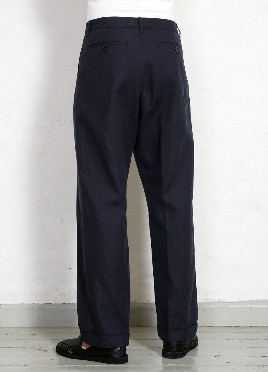 hansen sune pleated wide cut trousers dark blue