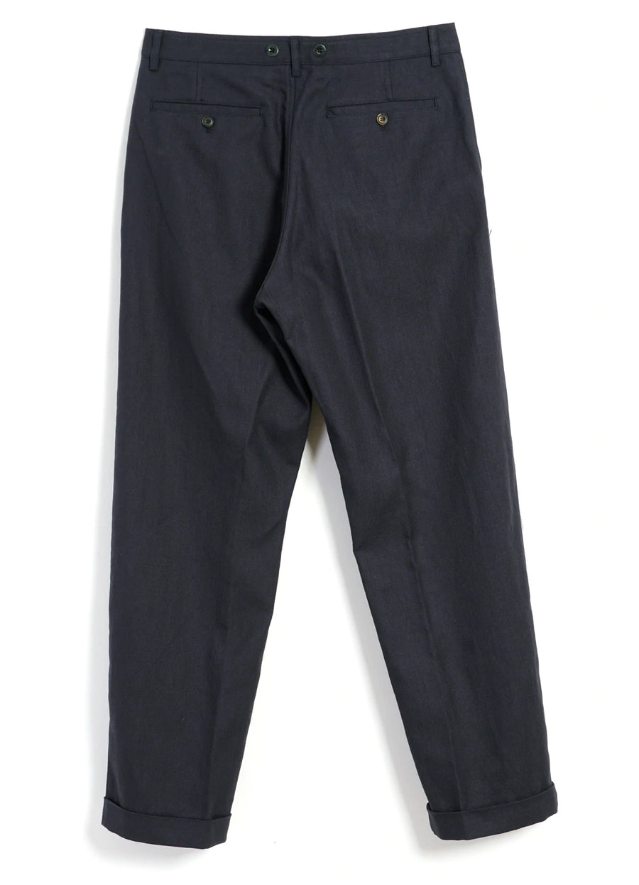 hansen sune pleated wide cut trousers dark blue