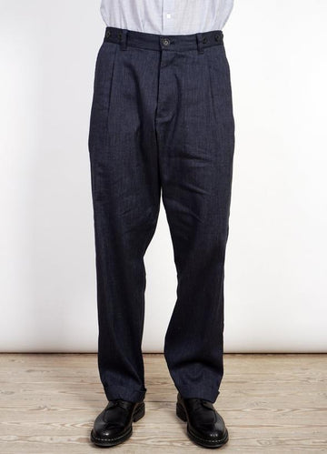 hansen sune pleated wide trousers navy melange (LAST SIZE SMALL)