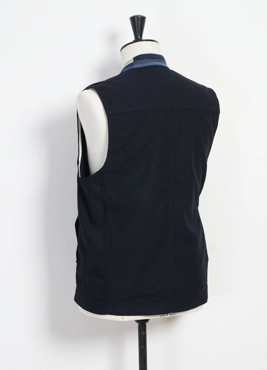 hansen hauk eastern waistcoat indigo herringbone