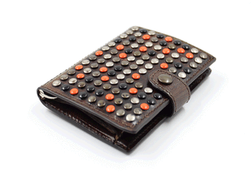kjore project iclutch tokyo brown with orange studs and coins