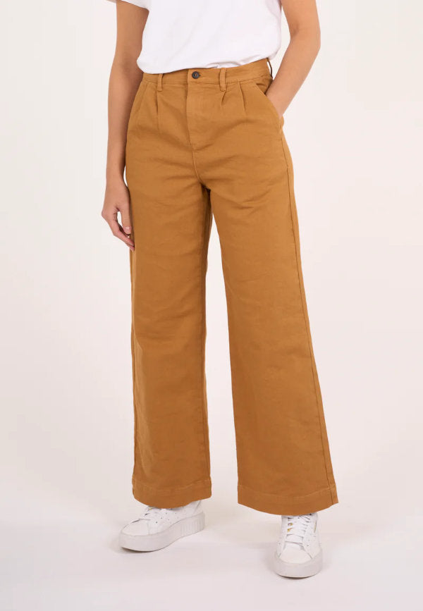 knowledge cotton posey loose twill pants brown sugar