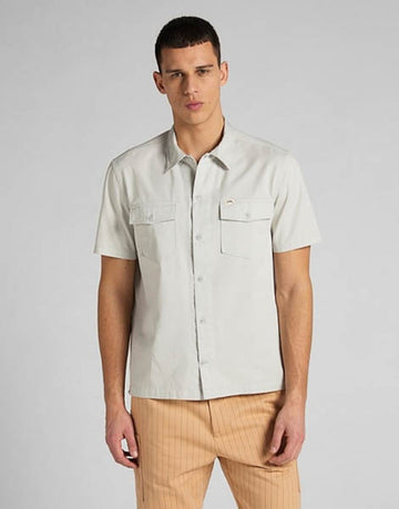 lee 101 short sleeve service shirt gray