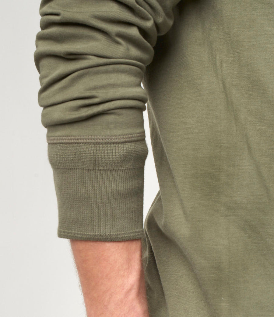 merz b schwanen 206 mens loopwheeled henley 245g classic fit army