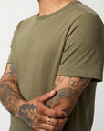 merz b schwanen 215 mens loopwheeled t-shirt 245g classic fit army (LAST SIZE SMALL)