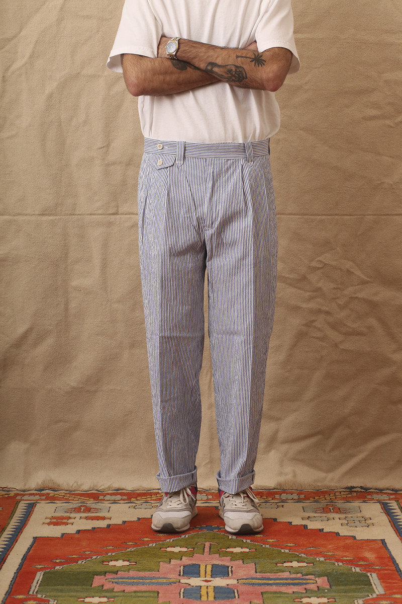 east harbour surplus sacks 85 trousers seersucker white blue