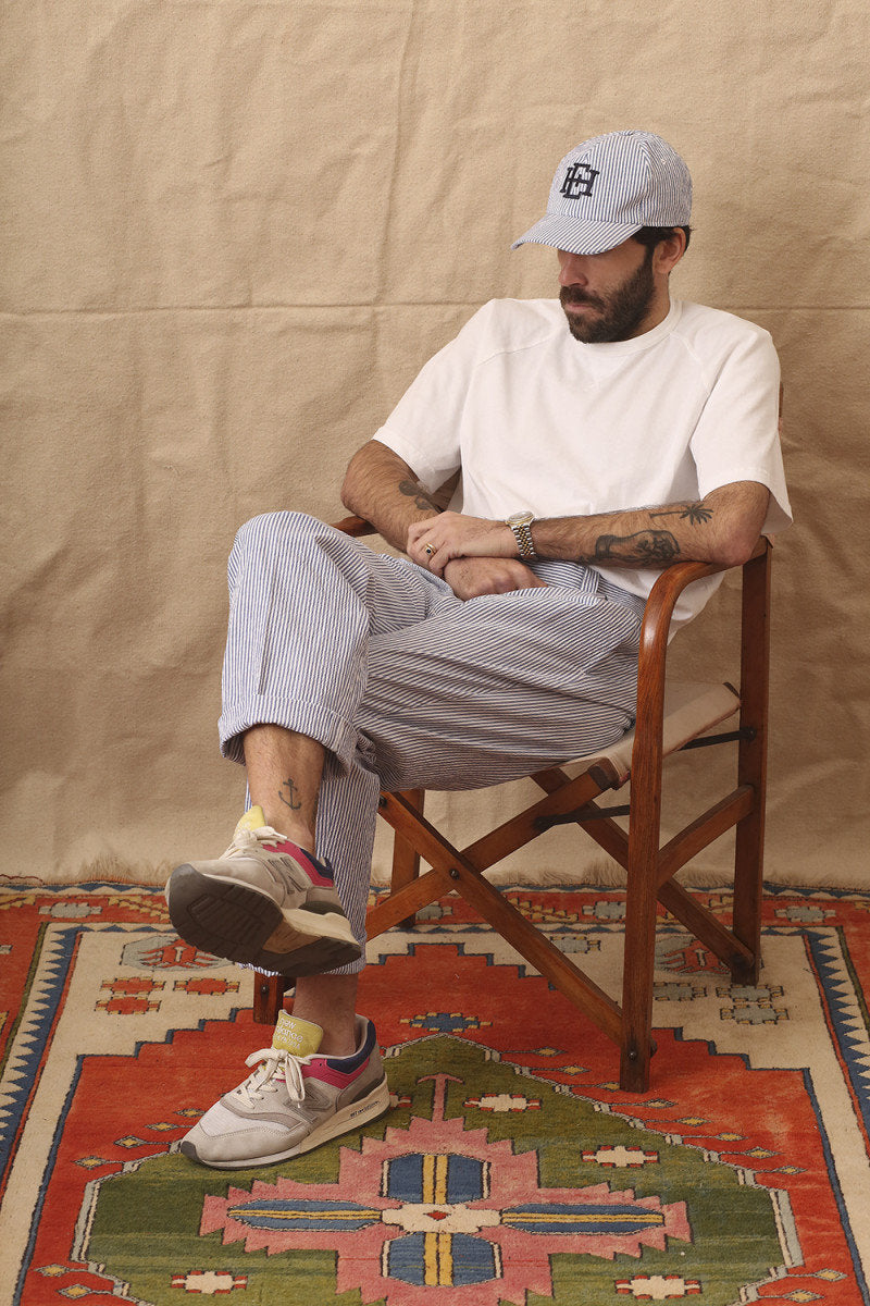 east harbour surplus sacks 85 trousers seersucker white blue