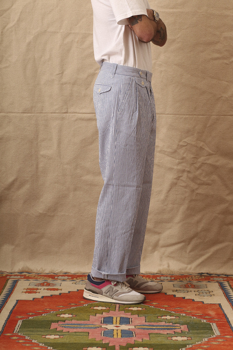 east harbour surplus sacks 85 trousers seersucker white blue