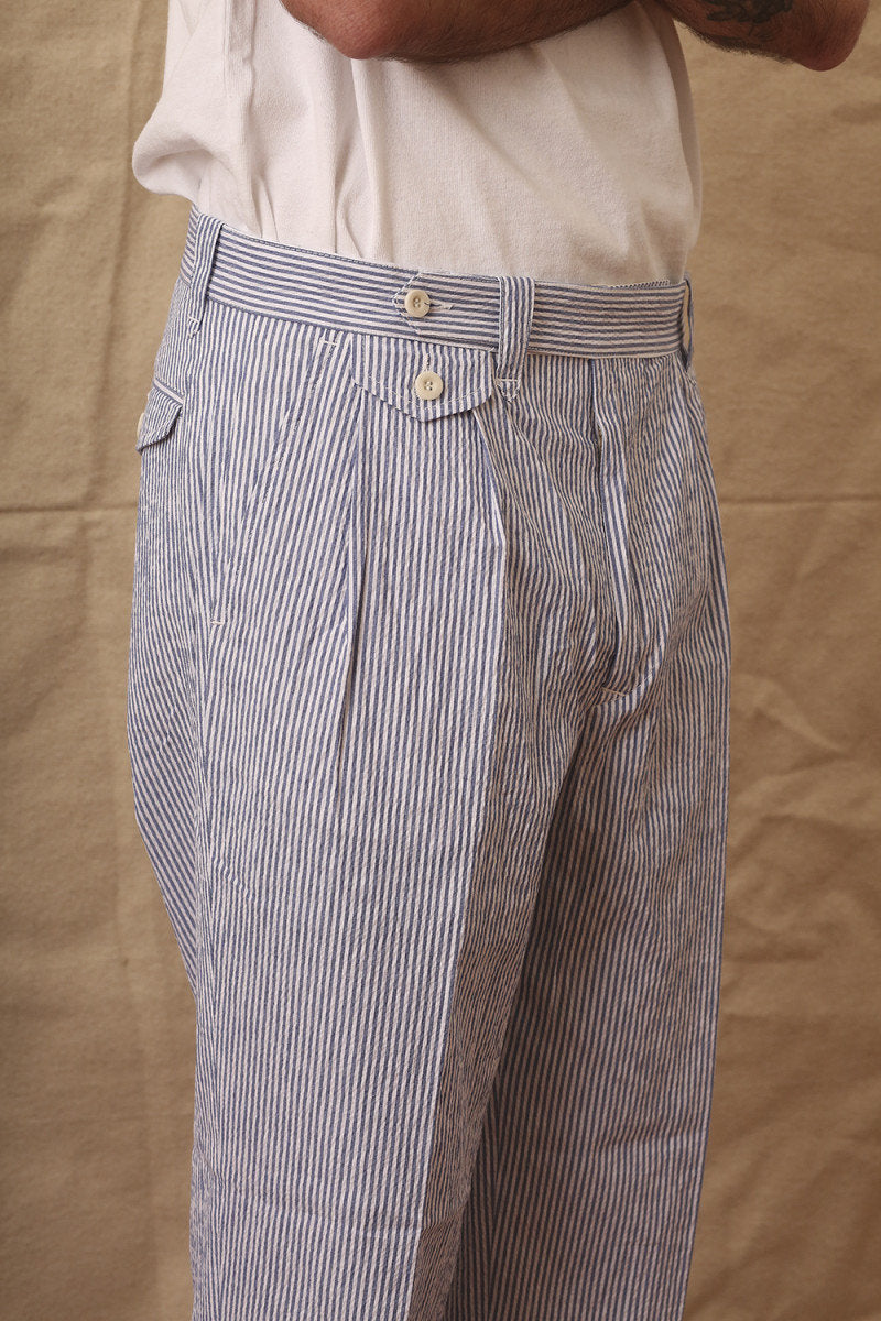 east harbour surplus sacks 85 trousers seersucker white blue