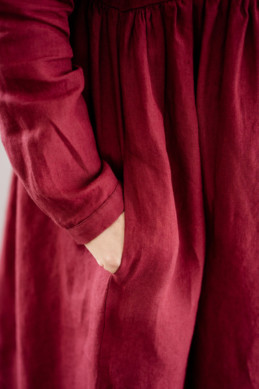 son de flor malala dress long sleeves marsala red