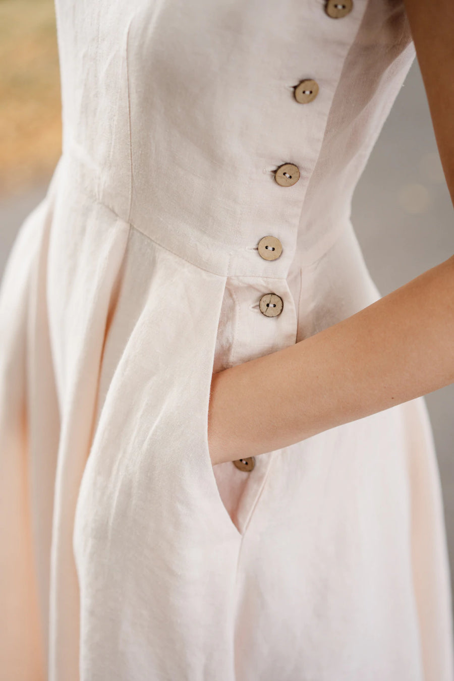 sondeflor pinafore sleeveless dress seashell white