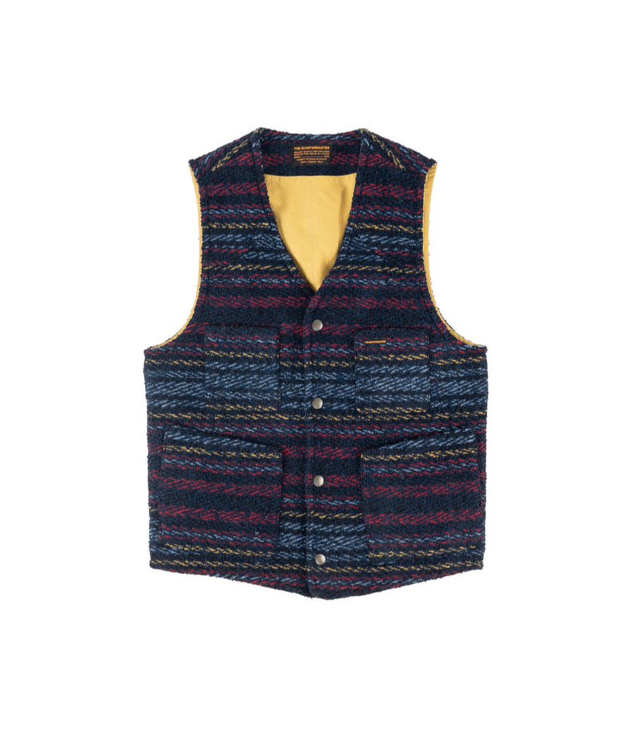 the quartermaster fisherman vest wool blue