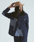 universal works patched bakers jacket fine twill chambray navy (LAST SIZE XLARGE)
