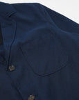 universal works three button jacket navy cotton mix suiting