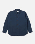 universal works travail shirt navy cotton seersucker (LAST SIZE XLARGE)