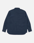 universal works travail shirt navy cotton seersucker (LAST SIZE XLARGE)