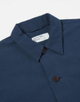 universal works travail shirt navy cotton seersucker (LAST SIZE XLARGE)